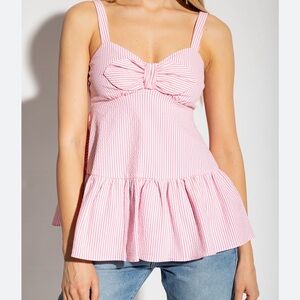 Kate Spade Seersucker Stripe Bow Top in pink size large.